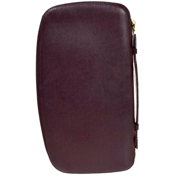 Louis Vuitton Atoll Taiga Large Travel Case Organizer Wallet Burgundy Gold LV - Picture 5 of 15
